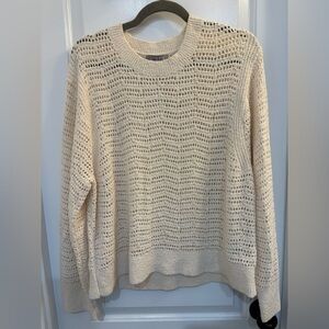 NWT J.Crew Open Stitch Knit Cream Sweater Size XL